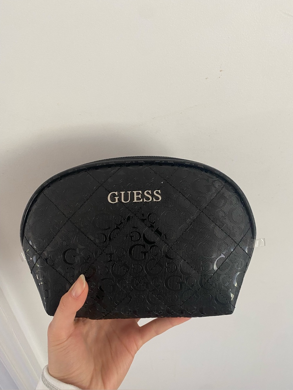 Guess Black Quilted Logo Cosmetic Case